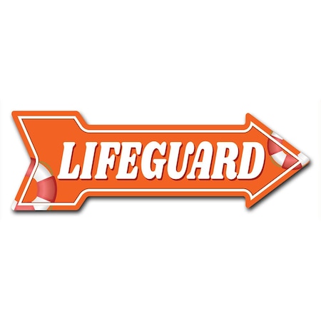 Lifeguard Arrow Sign Funny Home Decor 30in Wide